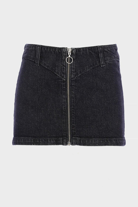 Anthracite Front Zippered Mini Jean Skirt C 4532-014