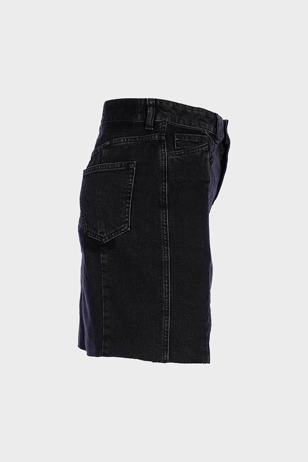 Anthracite Normal Waist Patch Zippered Jean Skirt without Pocket C 4532-018