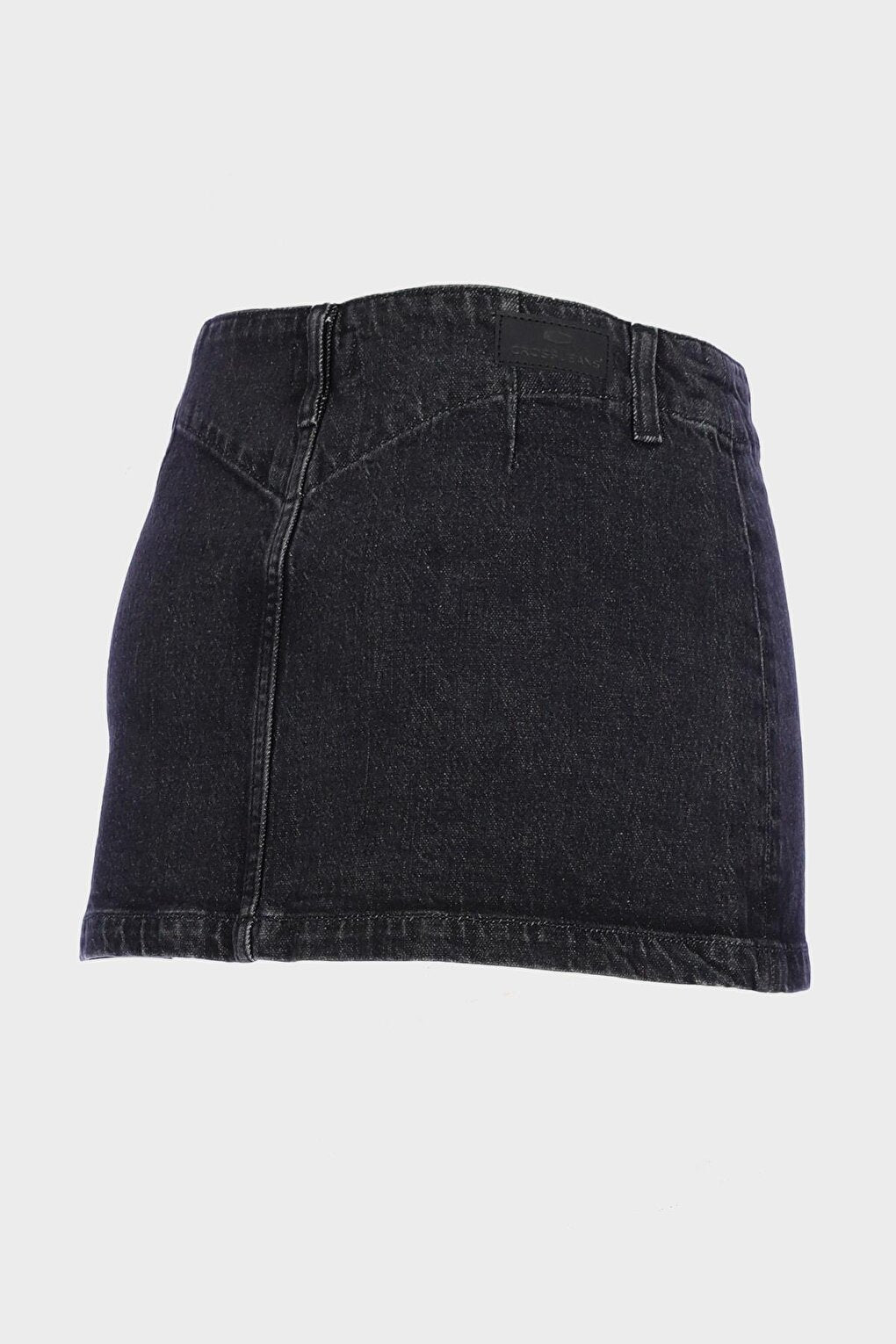 Anthracite Front Zippered Mini Jean Skirt C 4532-014