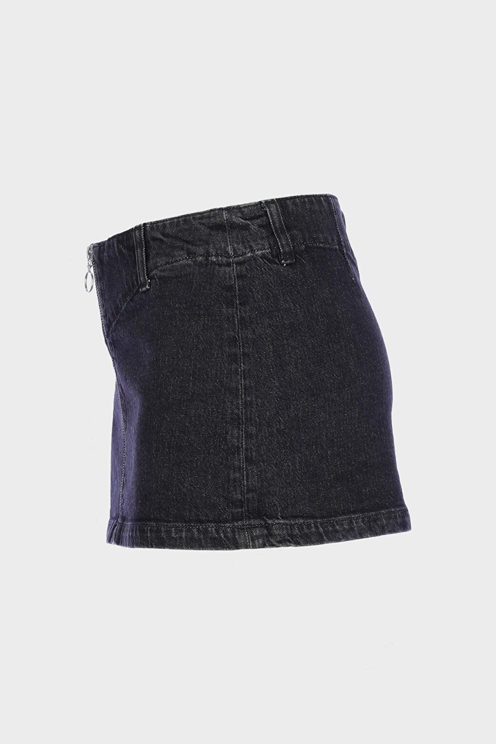 Anthracite Front Zippered Mini Jean Skirt C 4532-014