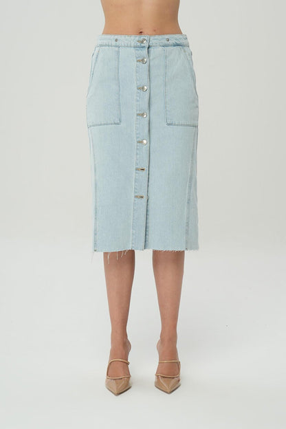 Light Blue Button Detailed Jean Skirt C 4532-012