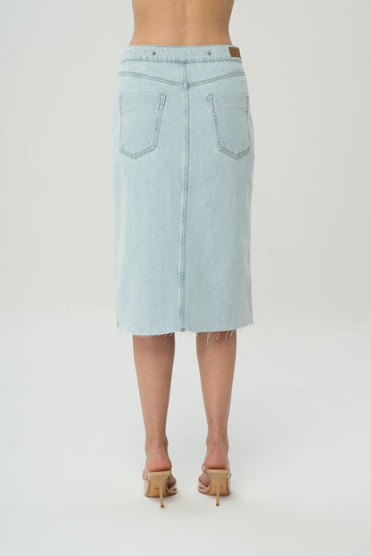 Light Blue Button Detailed Jean Skirt C 4532-012