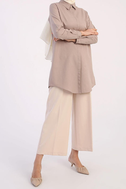 Mink Basic Hidden Placket Shirt Tunic