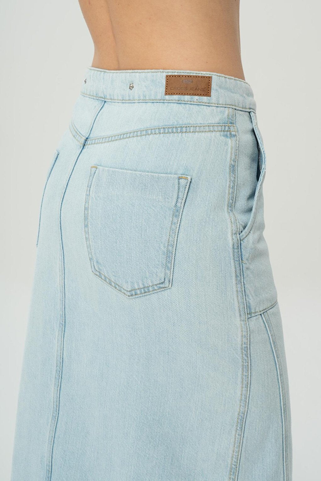 Light Blue Button Detailed Jean Skirt C 4532-012