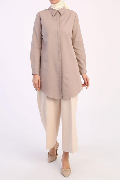 Mink Basic Hidden Placket Shirt Tunic