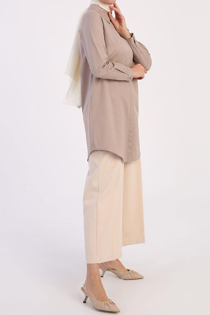 Mink Basic Hidden Placket Shirt Tunic