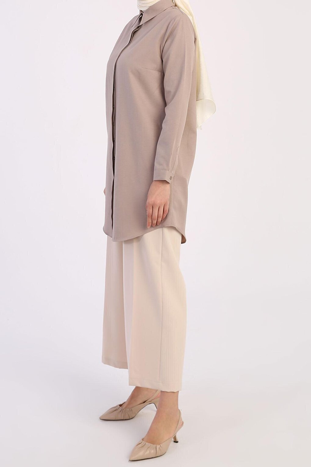 Mink Basic Hidden Placket Shirt Tunic