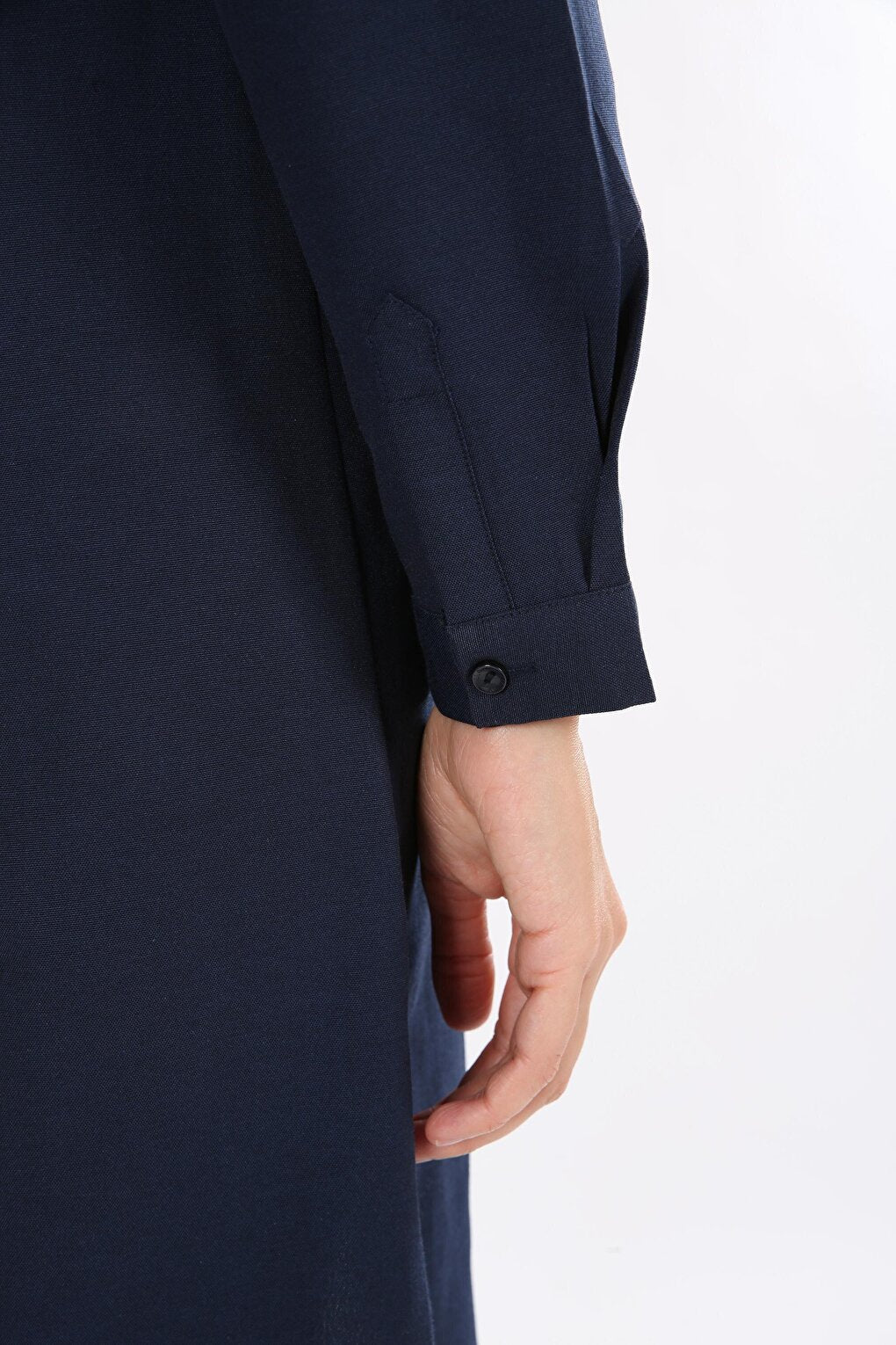 Navy Blue Hidden Placket Basic Shirt Tunic