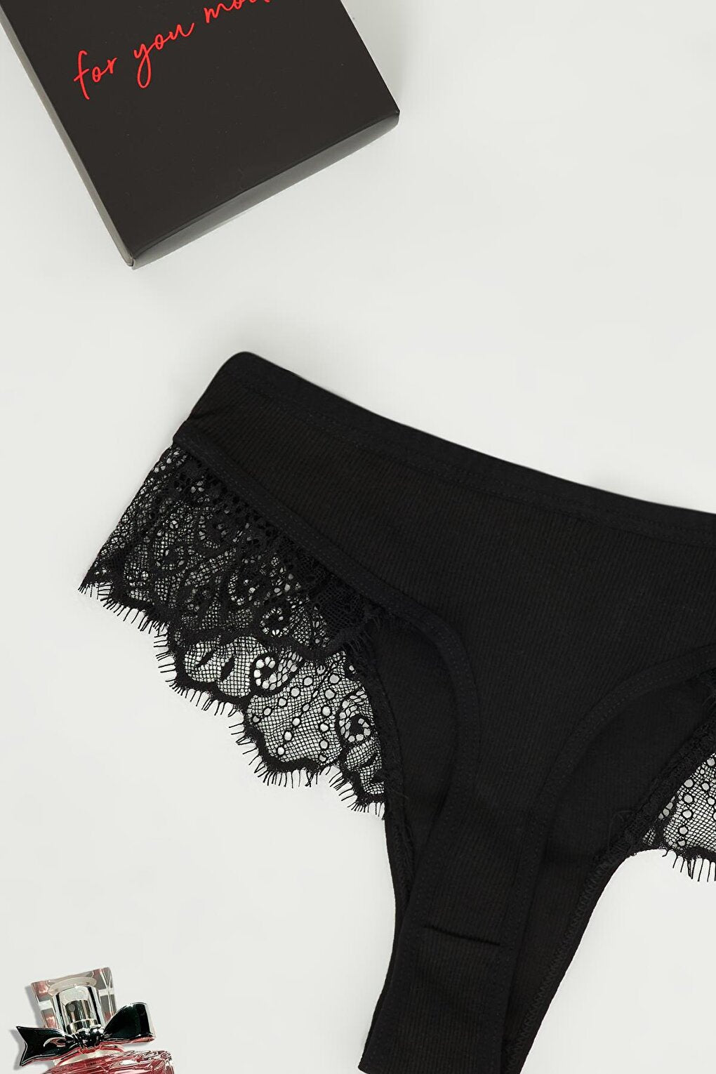 Datelli V Detailed Boxed Black Slip Panties