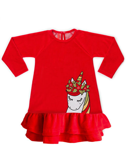 Unicorn Christmas Girls Dress