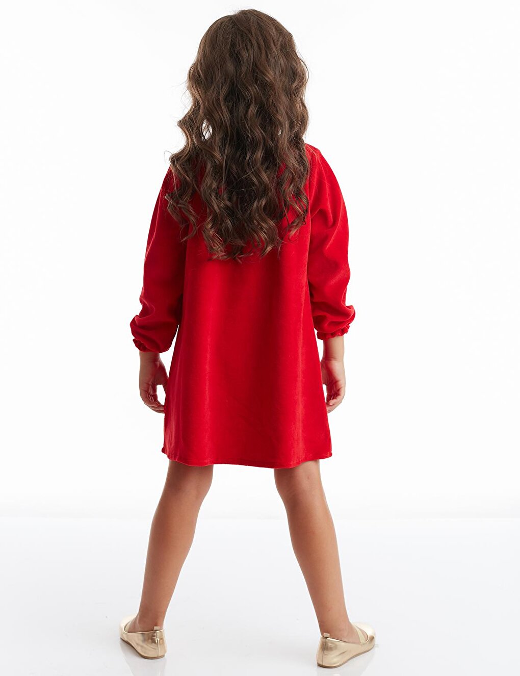 Baby Deer Girl Velvet Red Christmas Dress