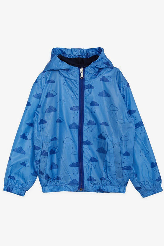 Boy's Raincoat Cloud Patterned Blue (Age 1-6)