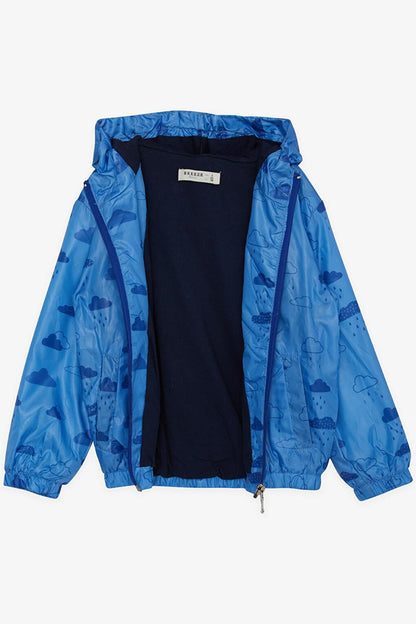 Boy's Raincoat Cloud Patterned Blue (Age 1-6)