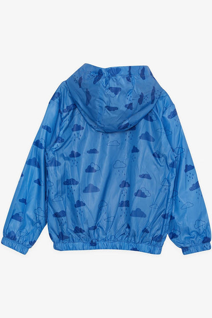 Boy's Raincoat Cloud Patterned Blue (Age 1-6)