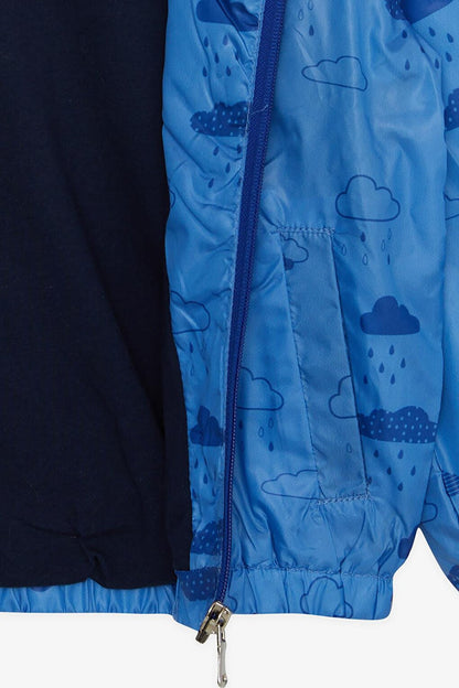 Boy's Raincoat Cloud Patterned Blue (Age 1-6)