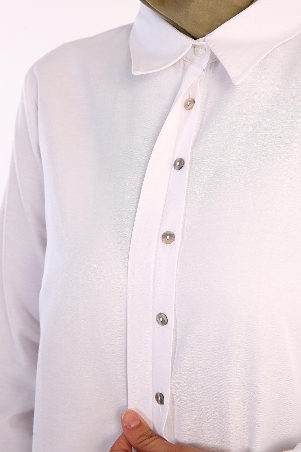 White Hidden Placket Shirt Tunic