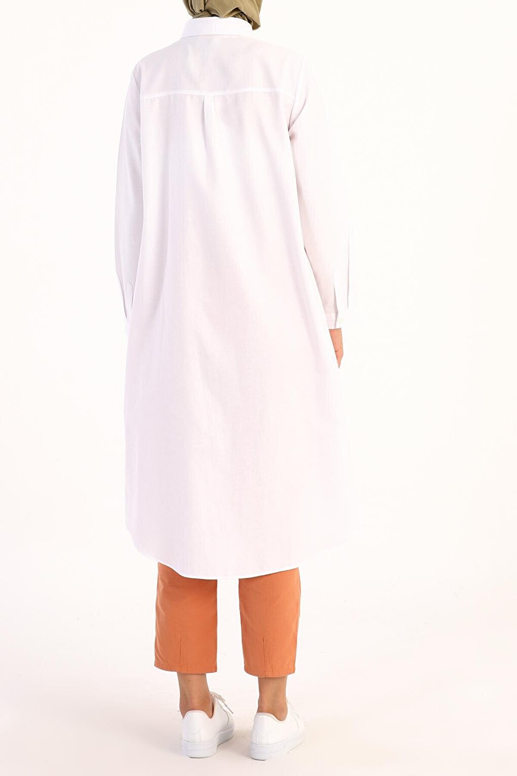 White Hidden Placket Shirt Tunic