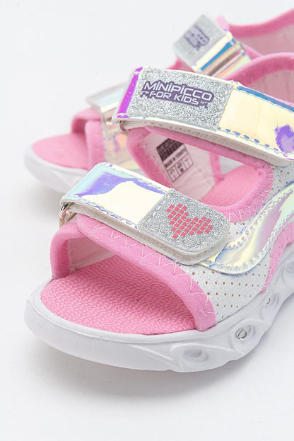 Girl's White-Pink Luminous Anatomical Lightweight Sports Sandals