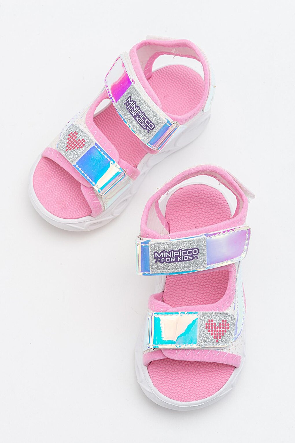 Girl's White-Pink Luminous Anatomical Lightweight Sports Sandals