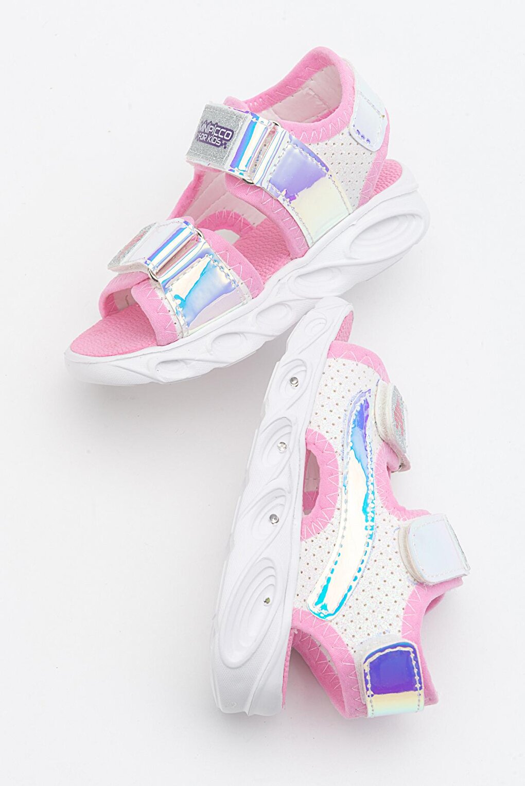 Girl's White-Pink Luminous Anatomical Lightweight Sports Sandals