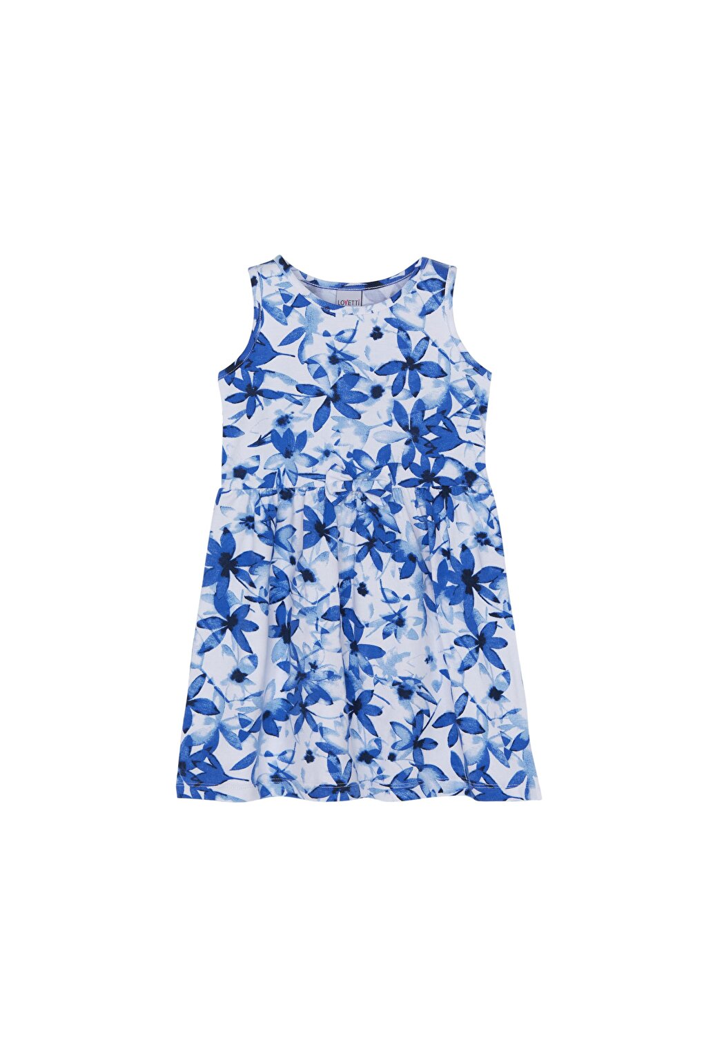 Girl's Painterly Floral Pattern Sleeveless Dress