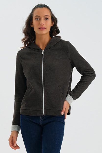 Women's Sweatshirt Hooded Zipper