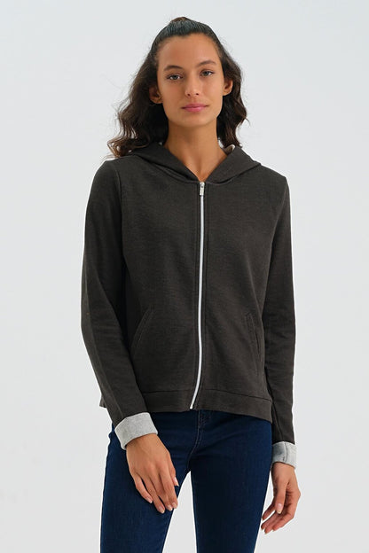 Women's Sweatshirt Hooded Zipper