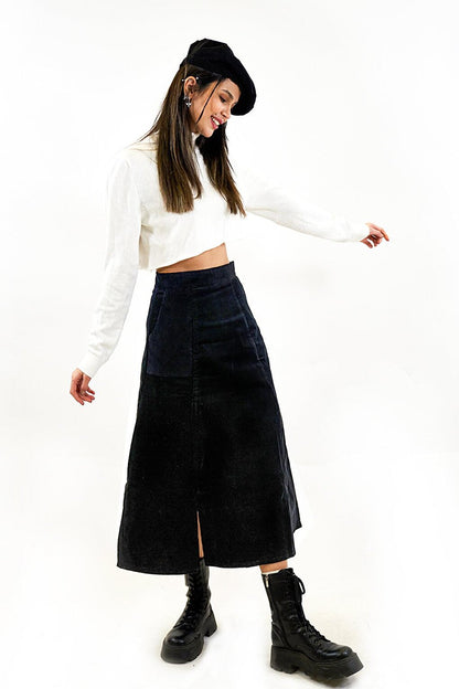 Black Velvet Bell Skirt