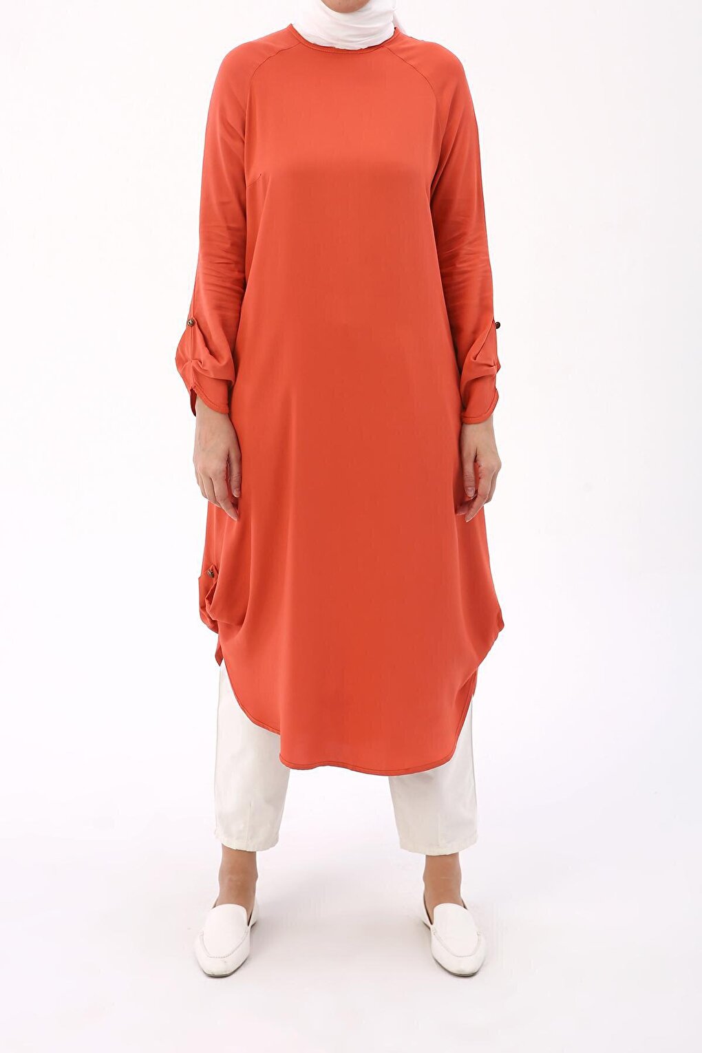 Viscose Tunic with Pomegranate Raglan Sleeve Necklace