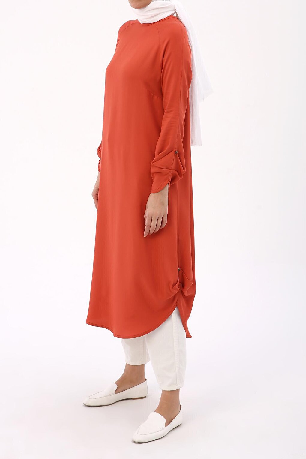 Viscose Tunic with Pomegranate Raglan Sleeve Necklace