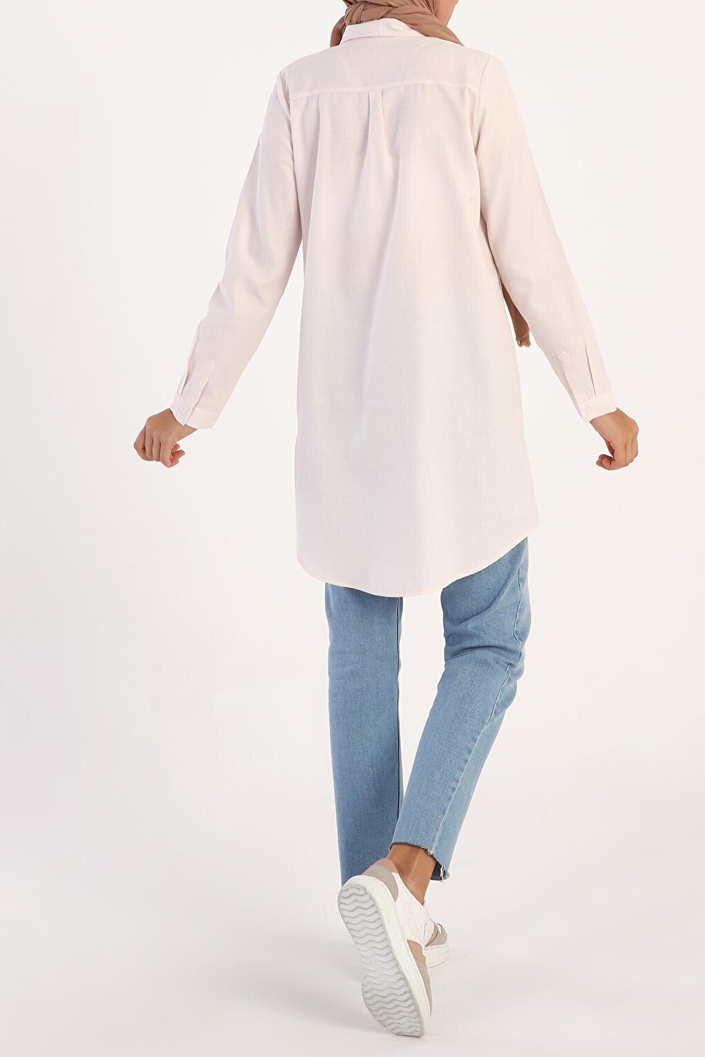 Light Pink Hidden Placket Basic Shirt Tunic