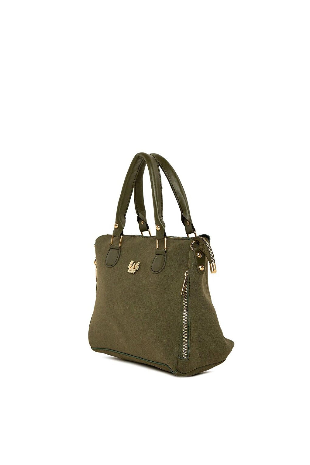 Vertical Double Zipper Nubuck Bag