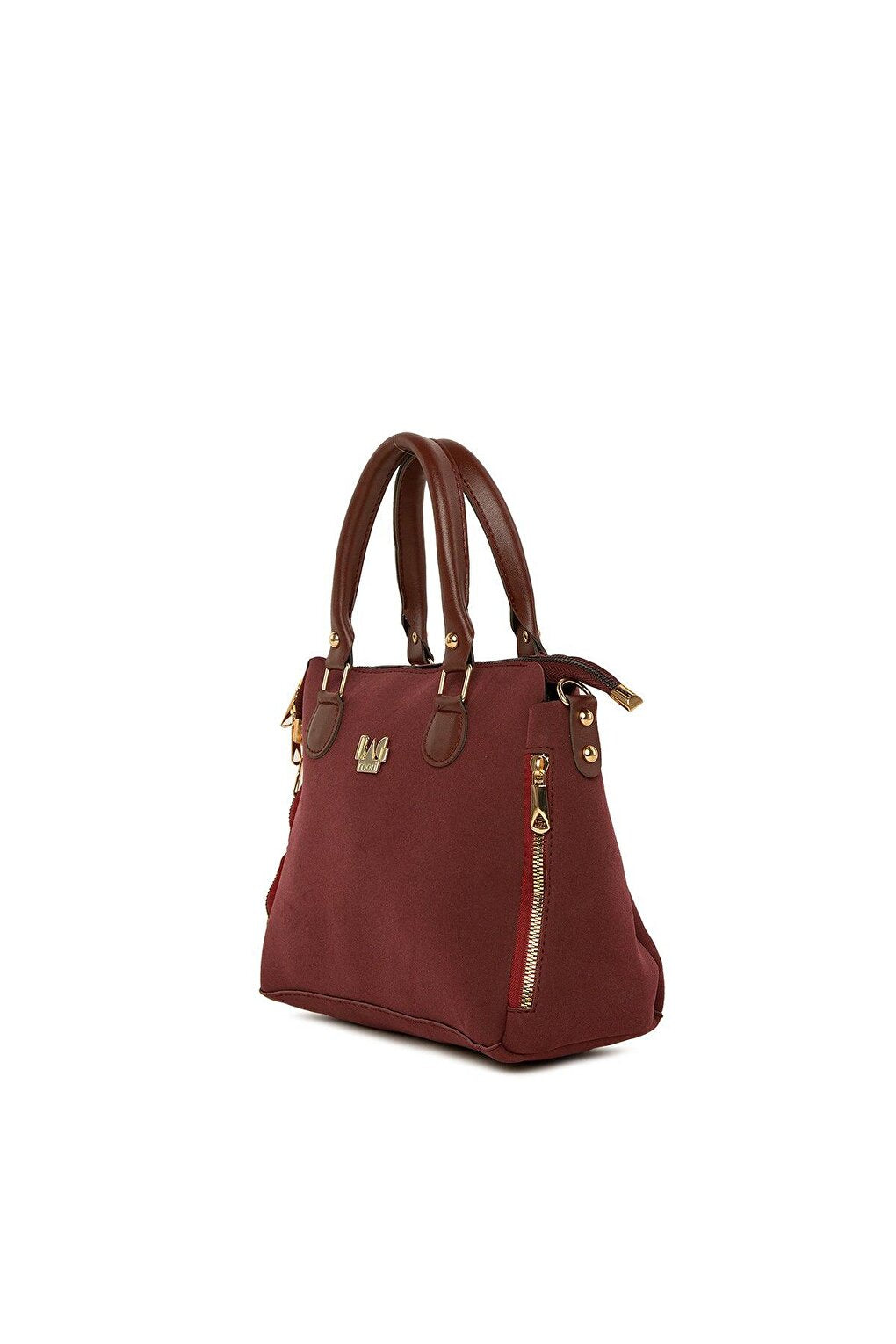 Vertical Double Zipper Nubuck Bag