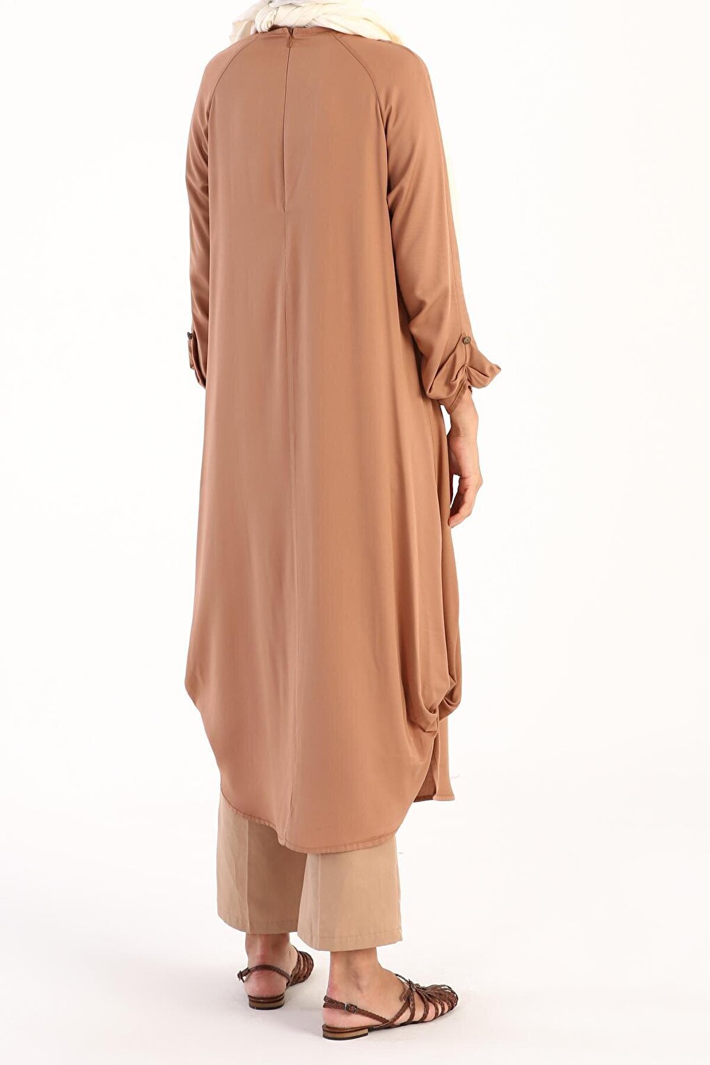 Camel Hair Raglan Viscose Tunic with Necklace