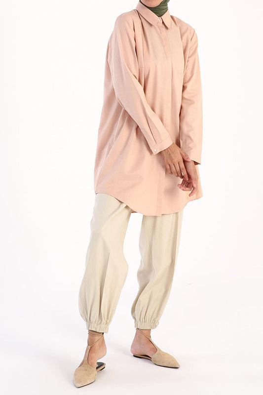 Powder Hidden Placket Basic Shirt Tunic