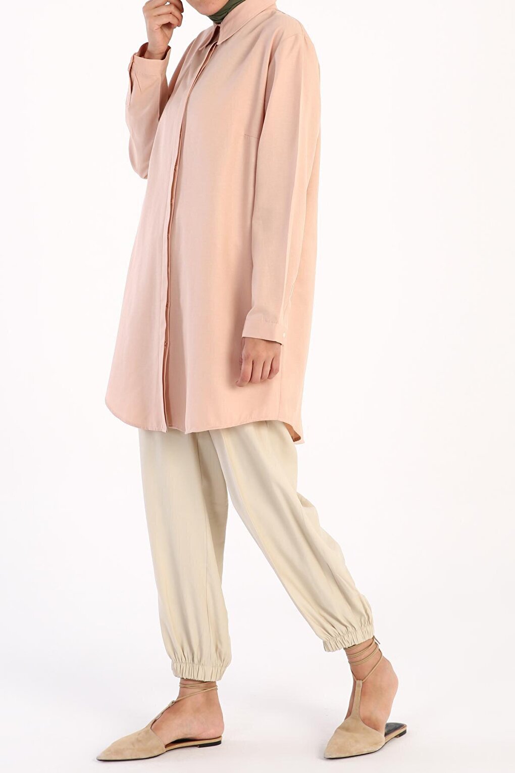 Powder Hidden Placket Basic Shirt Tunic