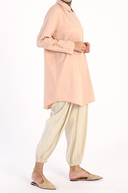 Powder Hidden Placket Basic Shirt Tunic