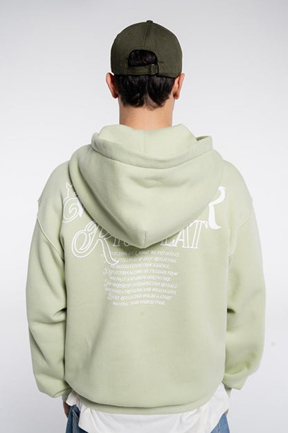 Candela Men's Light Green Kangaroo Pocket Hooded Extra Oversize Sweatshirt Hoodie With Shawl