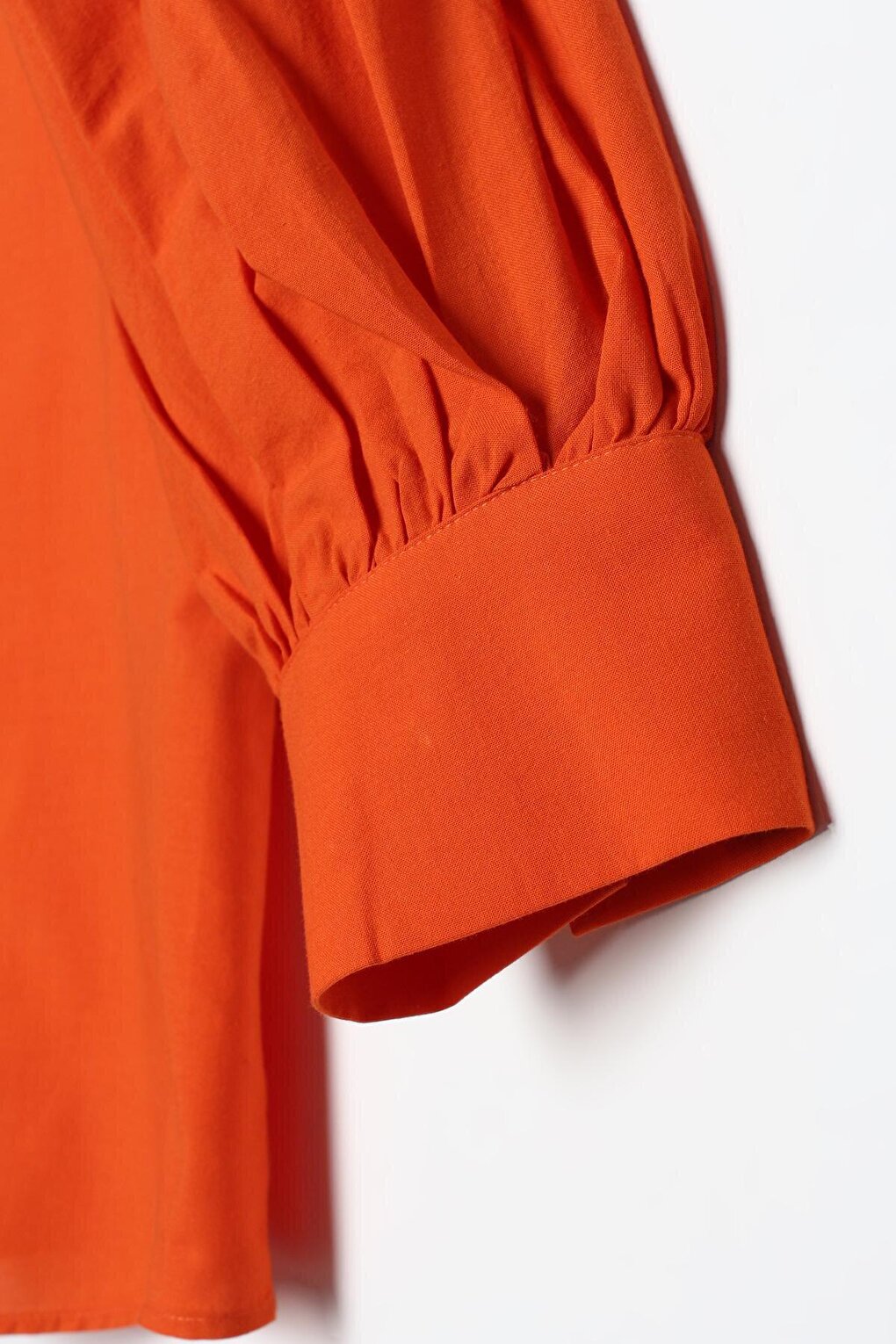 Orange Oversize Pointed Collar Cotton Shirt Tunic