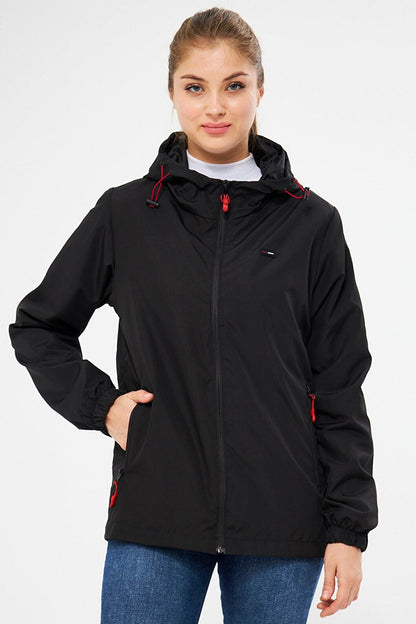 Women's Lined Water and Wind Resistant Hooded Raincoat with Pockets RCBY-10