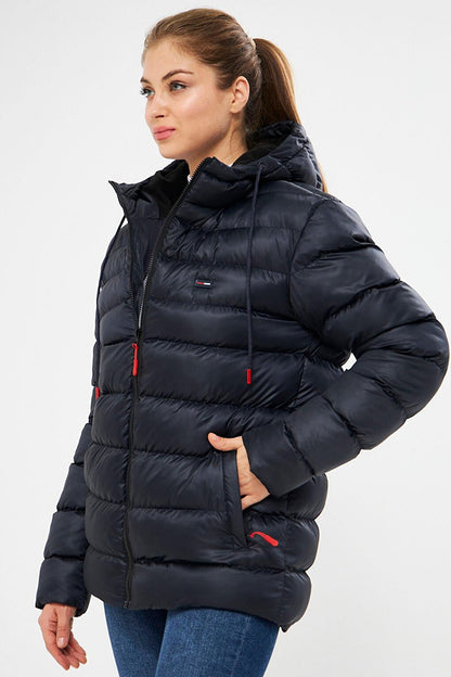 Women's Lined Water and Wind Resistant Hooded Puffer Coat RCBDM-190