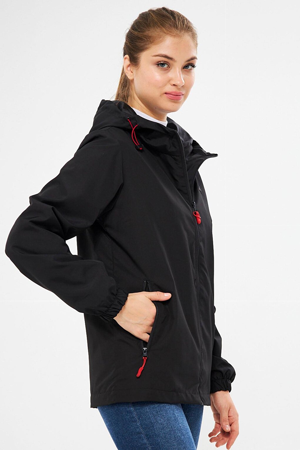 Women's Lined Water and Wind Resistant Hooded Raincoat with Pockets RCBY-10