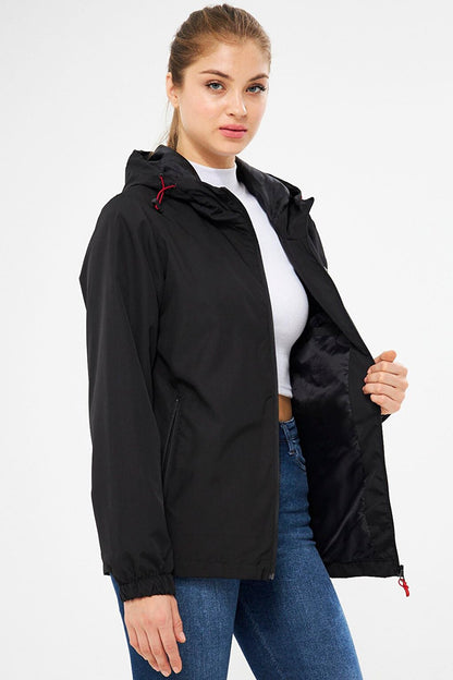 Women's Lined Water and Windproof Hooded Raincoat with Pockets RCBY-10