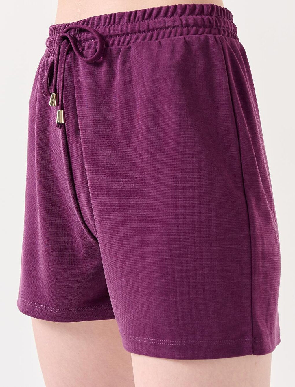 Purple High Waist Elastic Waist Casual Casual Shorts