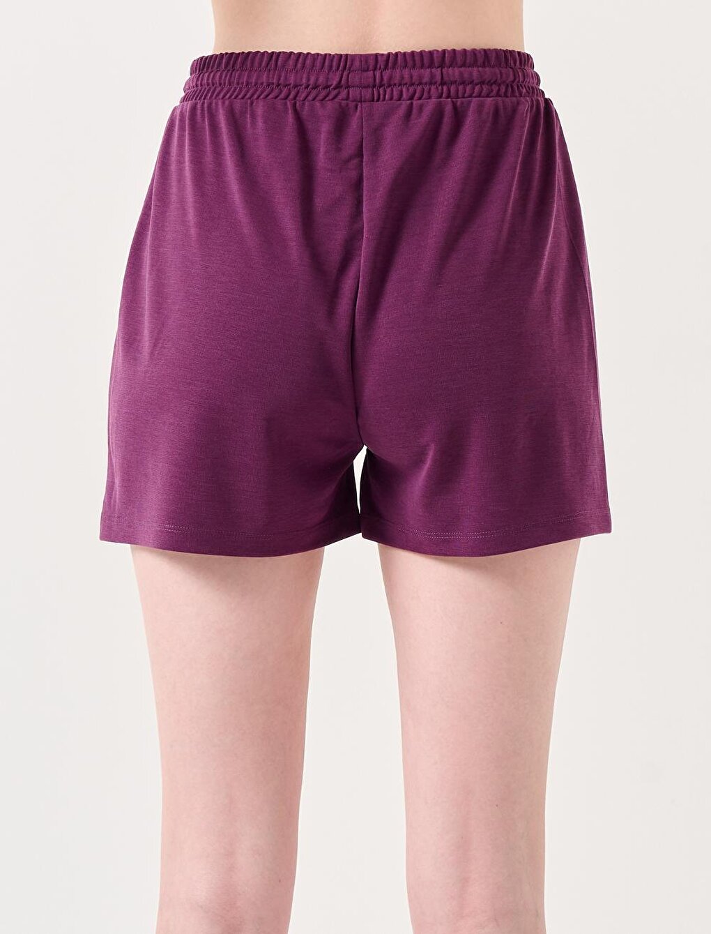 Purple High Waist Elastic Waist Casual Casual Shorts