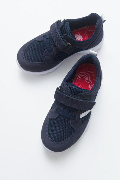 Unisex Children's Navy Blue Leather healthy Supported Sports Shoes