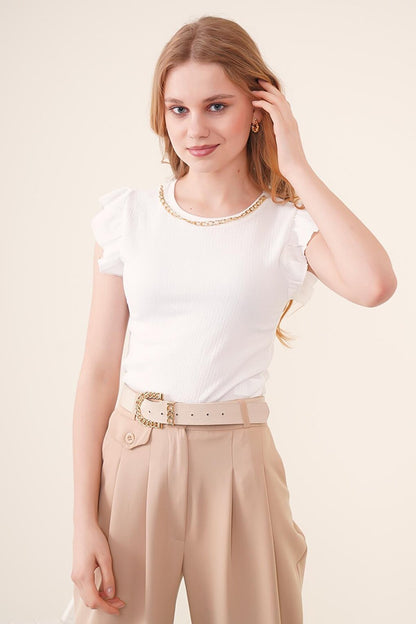 0430 Knitted Blouse - White