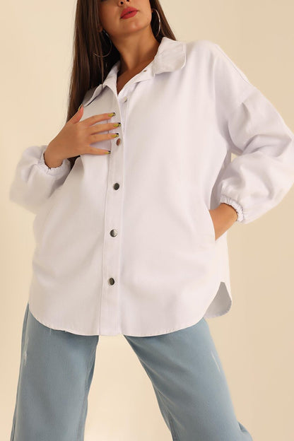 0684 Oversize Gabardine Jacket - White