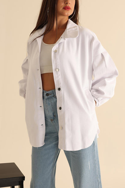 0684 Oversize Gabardine Jacket - White