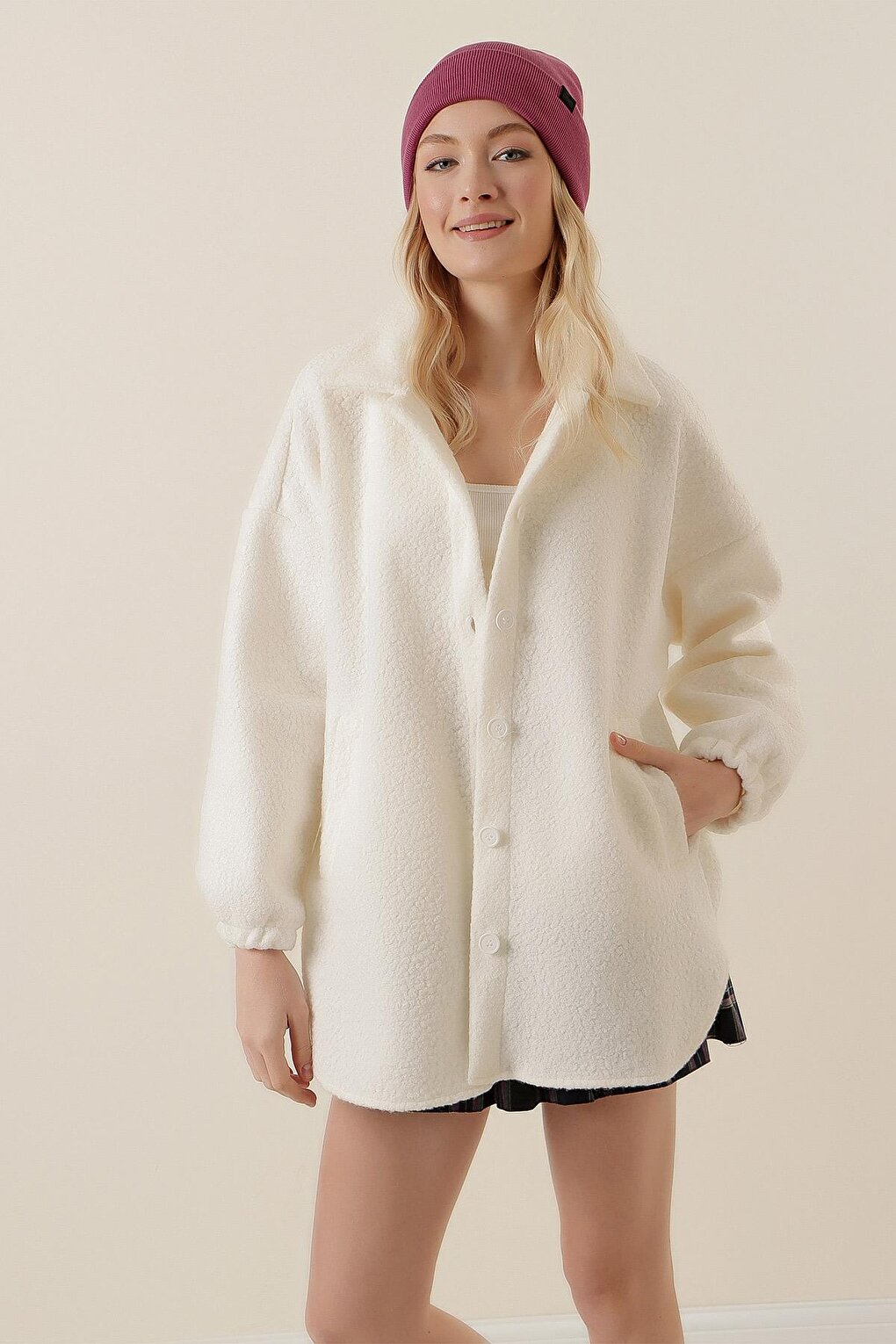 0675 Wool Blend Boucle Jacket - White